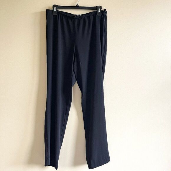 EILEEN FISHER BLACK ELASTIC WAIST WOMENS SIZE‎ S DRESS PANTS SIDE ZIPPER WORK - Picture 1 of 9